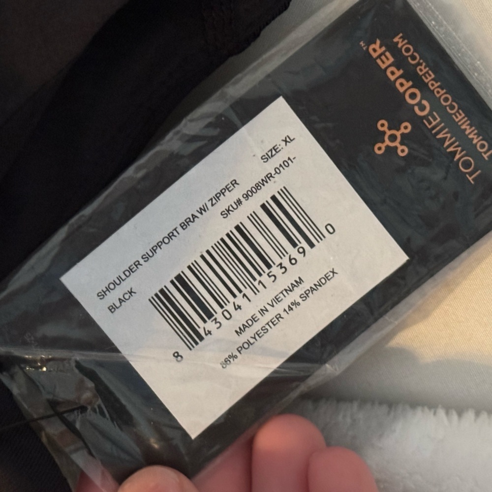 Tommie Copper Zip Up Shoulder Support Bra Black XL NEW WITH TAGS - Picture 7 of 14